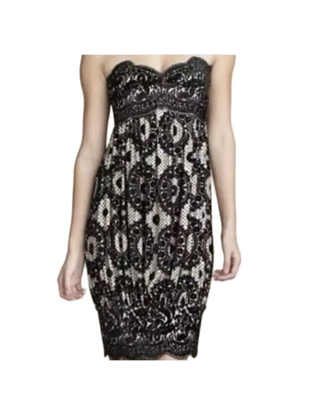 Diane Von Furstenberg Marcella Black Velvet Burnout Strapless Women’s 2 Cocktail